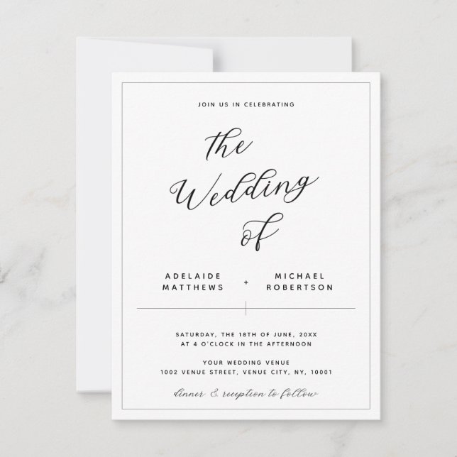 Elegant Calligraphy All in One Wedding Invitation (Front)