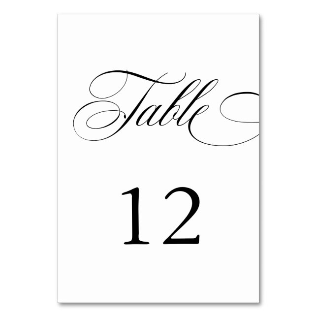 Elegant Calligraphy American Style Handwriting Table Number (Front)