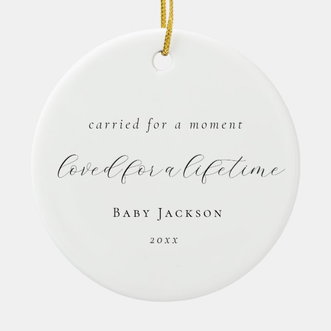 Elegant Calligraphy Baby Loss Memorial  Ceramic Ornament (Front)