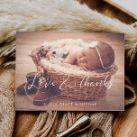 Elegant calligraphy Baby shower thank you card<br><div class="desc">Elegant and stylish baby shower thank you card. Fully customizable with your baby's picture,  name and other details. Editable colors and customizable dotted background.</div>