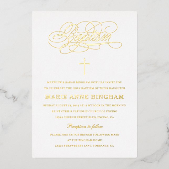 Elegant Calligraphy Baptism Gold (Front)