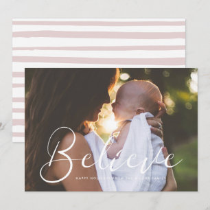 Elegant calligraphy Believe overlay photo card