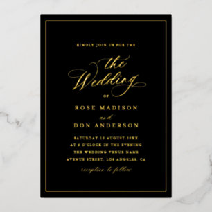 Elegant calligraphy black and gold wedding