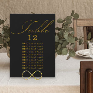 Elegant Calligraphy Black Gold Table Seating Card