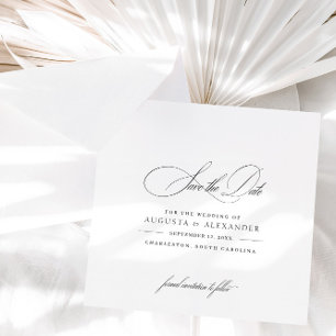 Elegant Calligraphy Black & White Save The Date