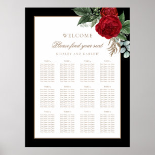 Elegant Calligraphy Black & White Seating Chart