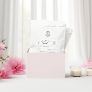 Elegant Calligraphy Black & White Wedding Monogram Favour Bag