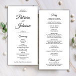 Elegant calligraphy black white wedding program<br><div class="desc">Simple elegant romantic handwriting calligraphy script minimalist personalized wedding program template.             Easy to personalize on both sides!</div>