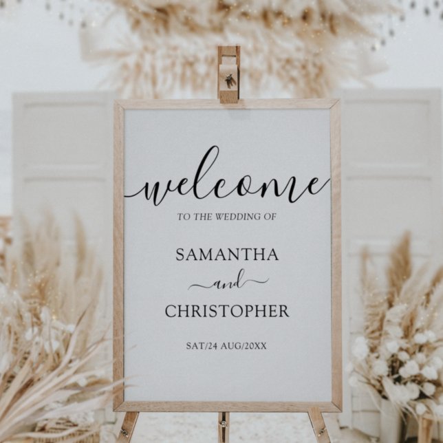 Elegant Calligraphy Black & White Wedding Sign (Creator Uploaded)