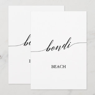 Elegant Calligraphy Bondi Beach Table Number