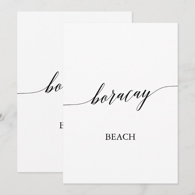 Elegant Calligraphy Boracay Beach Table Number (Front/Back)
