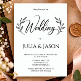 Elegant Calligraphy Botanical Wedding Invitation