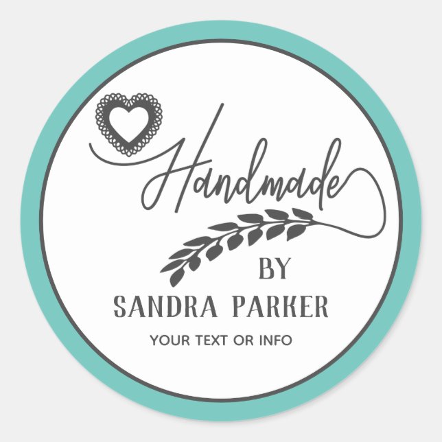 Elegant Calligraphy branch handmade Classic Round Sticker (Front)