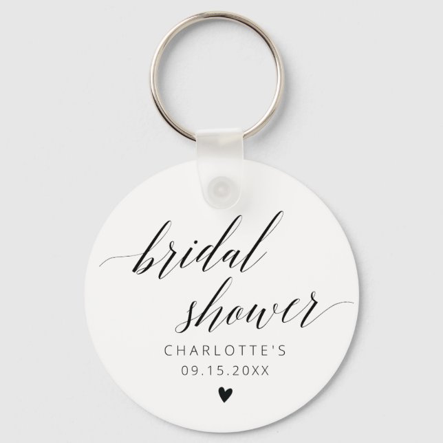 Elegant Calligraphy Bridal Shower Favours Keychain (Front)