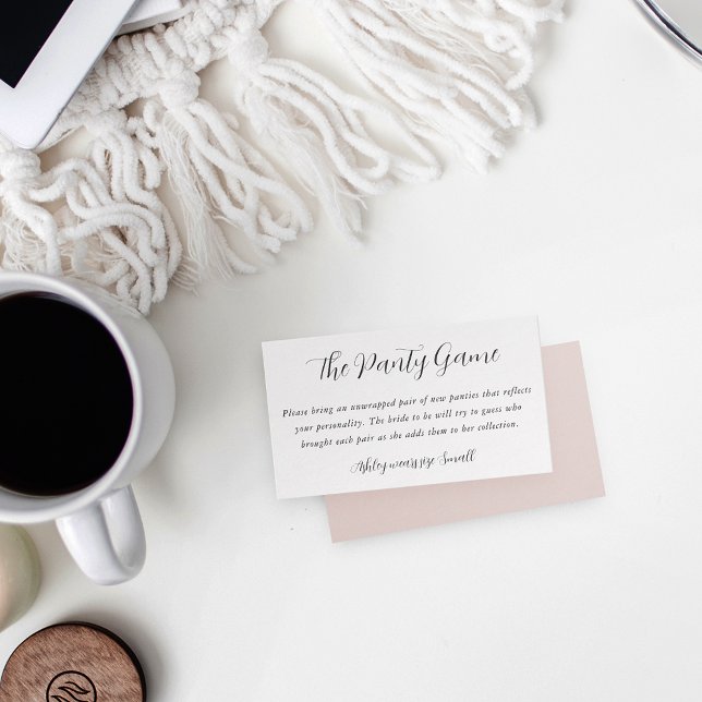 Elegant Calligraphy Bridal Shower Panty Game Enclosure Card (Creator Uploaded)