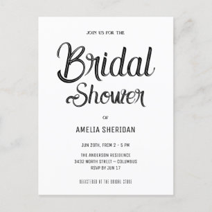 Elegant Calligraphy Bridal Shower Postcard