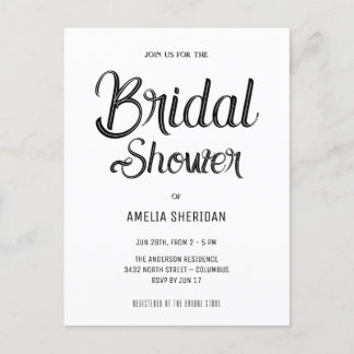 Elegant Calligraphy | Bridal Shower Postcard