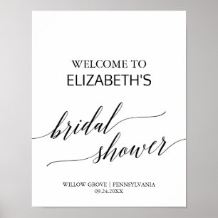 Elegant Calligraphy Bridal Shower Welcome Poster