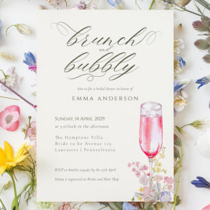 Elegant Calligraphy Brunch & Bubbly Bridal Shower Invitation