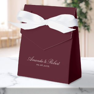 Elegant Calligraphy Burgundy Wedding Favor Box