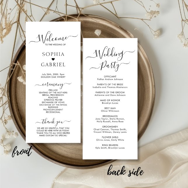 Elegant Calligraphy Chic Script Wedding Ceremony Program (Creator Uploaded)