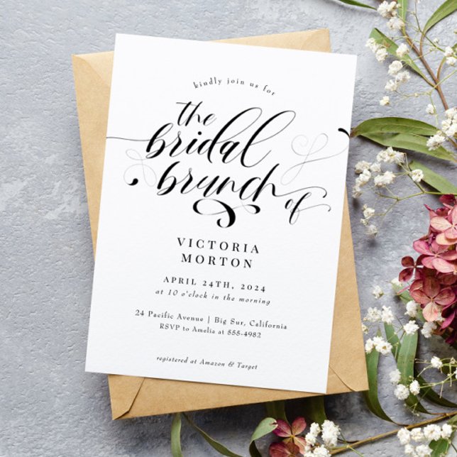 Elegant Calligraphy Classic Bridal Brunch Invitation (Creator Uploaded)