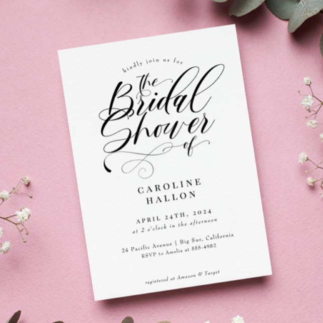 Elegant Calligraphy Classic Bridal Shower Invitati Invitation (Creator Uploaded)