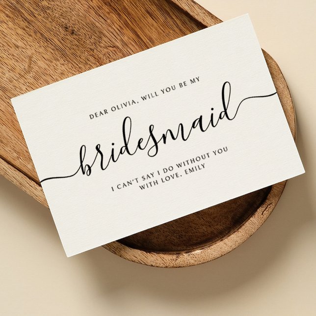 Elegant Calligraphy Classic Bridesmaid Proposal Card (Creator Uploaded)