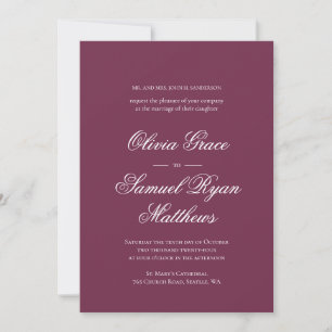 Elegant Calligraphy Classic Burgundy Wedding Invitation