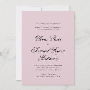 Elegant Calligraphy Classic Dusty Pink Wedding Invitation