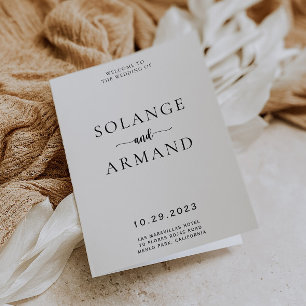 Elegant Calligraphy Classic Folded Wedding Program