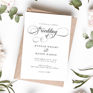 Elegant Calligraphy Classic Wedding Invitation