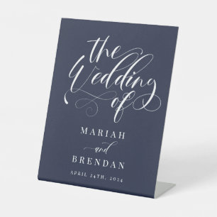 Elegant Calligraphy Classic Wedding Welcome Pedest Pedestal Sign