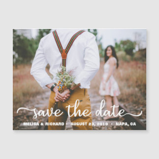 Elegant Calligraphy Couple Photo Save The Date