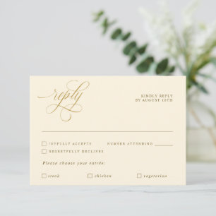 Elegant Calligraphy Cream Gold Meal Choice RSVP Card