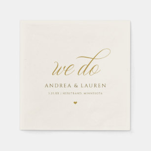 Elegant Calligraphy Cream Gold Wedding Napkin