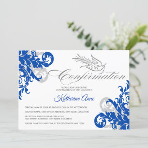 Elegant Calligraphy Cross and Dove Confirmation Invitation