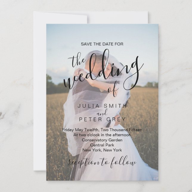 Elegant Calligraphy | Custom Photo Wedding  Invitation (Front)