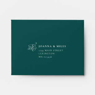 Elegant Calligraphy Dark Teal RSVP Envelope