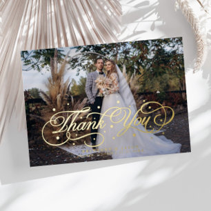 Elegant Calligraphy Dots Thank You Photo Wedding