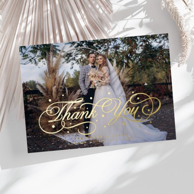 Elegant Calligraphy Dots Thank You Photo Wedding  (Creator Uploaded)
