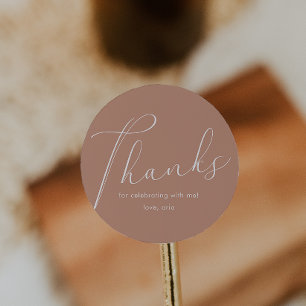 Elegant Calligraphy Dusty Rose Thank You Classic Round Sticker