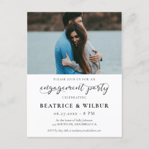 Elegant calligraphy Engagement party photo Postcard