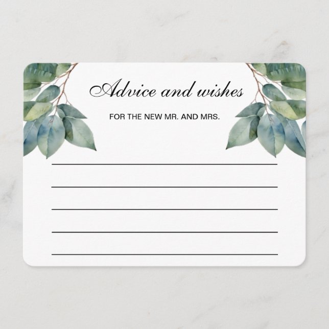 Elegant calligraphy eucalyptus watercolor greens  enclosure card (Front)