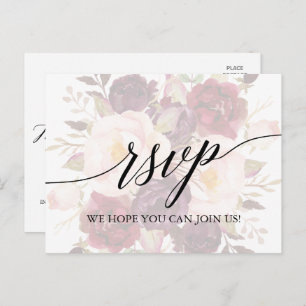 Elegant Calligraphy Faded Floral Menu Choice RSVP