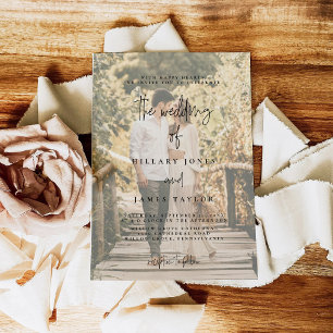 Elegant Calligraphy   Faded Photo invitation