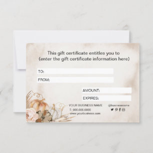 Elegant Calligraphy Fall Floral Pumpkin