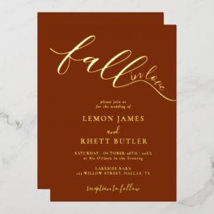 Elegant Calligraphy Fall In Love Wedding Gold