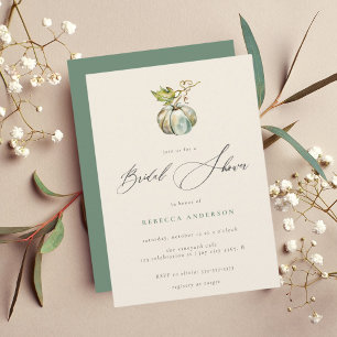 Elegant Calligraphy Fall Pumpkin Bridal Shower Invitation
