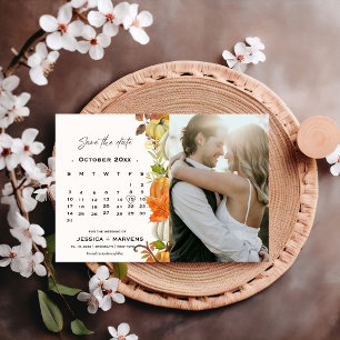 Elegant Calligraphy Fall Pumpkin Wedding Save The Date